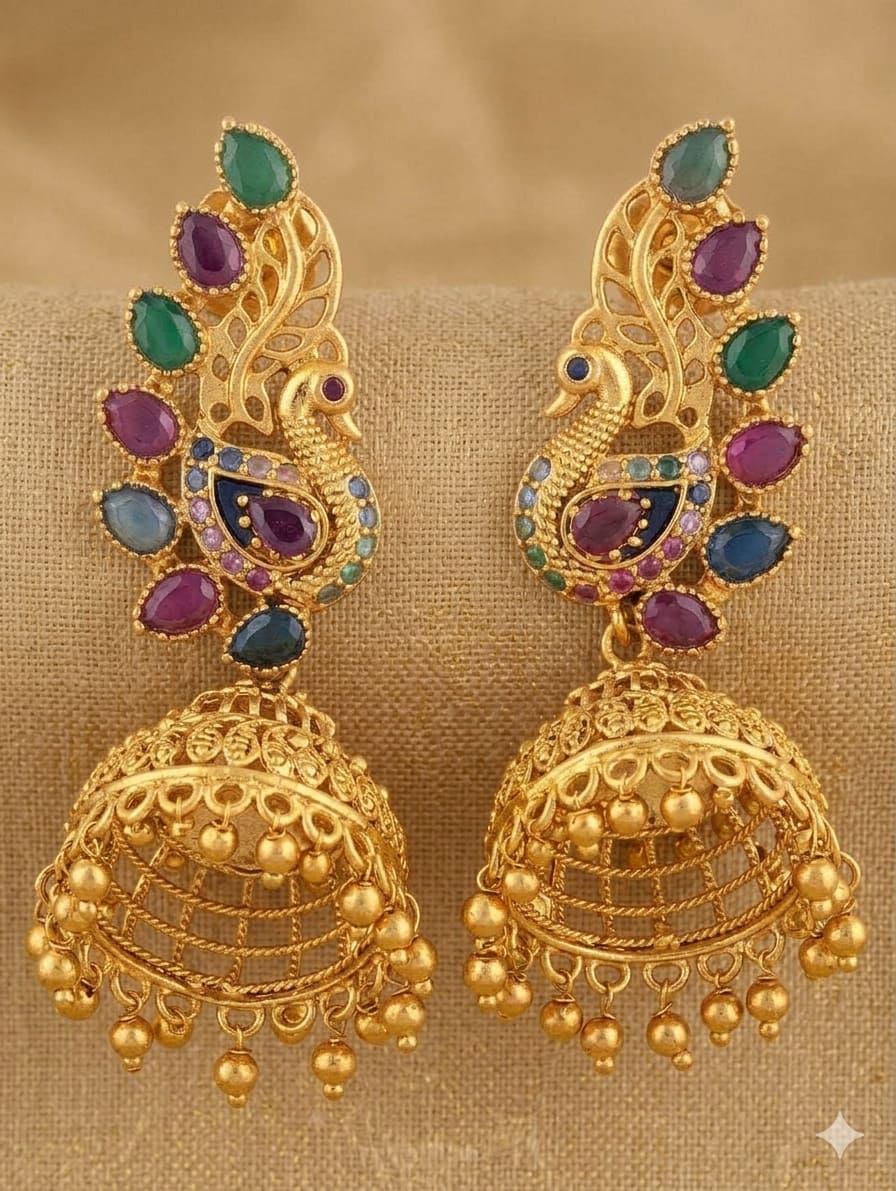Traditional Peacock Jhumka Earrings